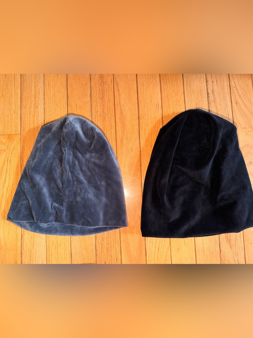 2 Unisex slouch beanies black gray fleece flannel thick soft double layers